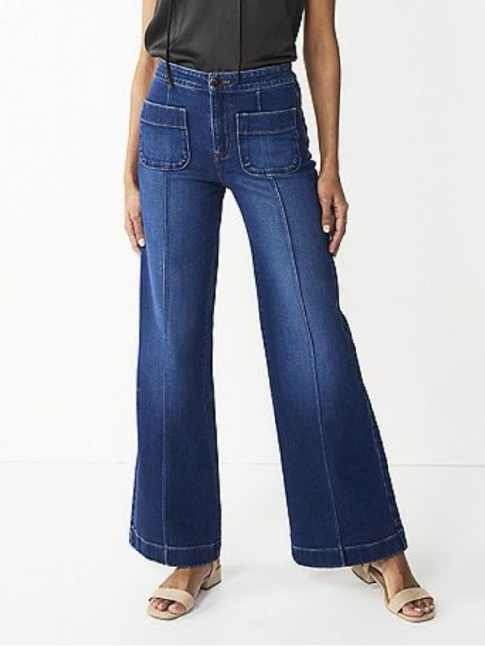 LC LAUREN CONRAD Super High-Rise Wide Leg Trouser Denim Jeans Size 2